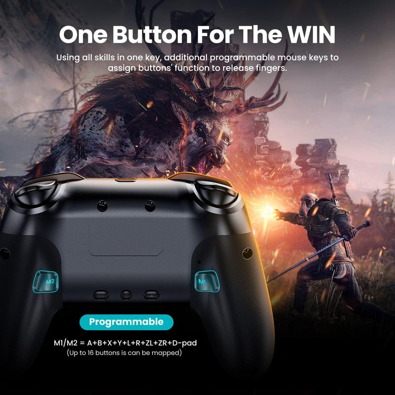 VOYEE Switch Controller Wireless, Pro Controllers Compatible with Switch/Lite/OLED/PC, One-Key Pairing Gamepad with 9-Color RGB LEDs 1000mAh Battery 6-Axis Motion Wake Up Function - Image 4